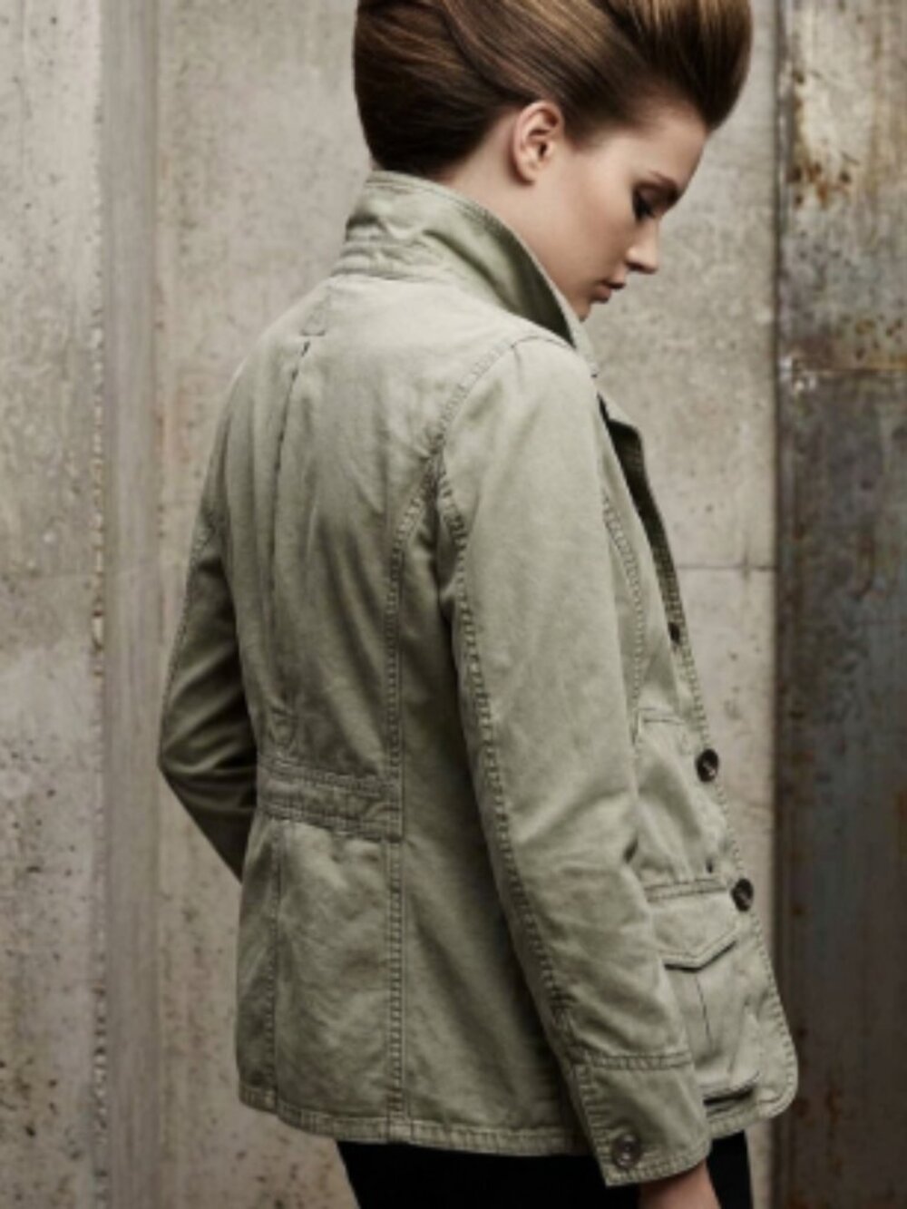 Cotton Ginny Vintage Olive Green Cotton Utility Jacket XL